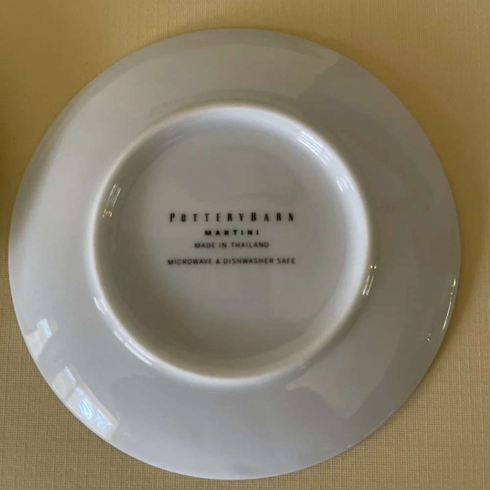 Pottery Barn Plates Petite Appetizer Dessert‎ Cocktail Barware Martini Cosmo